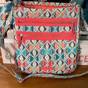 Vera Bradley triple zip crossbody go fish coral